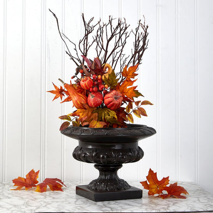 20in. Pumpkin and Maple Leaf Artificial Flower Bouquet (Set of 2)