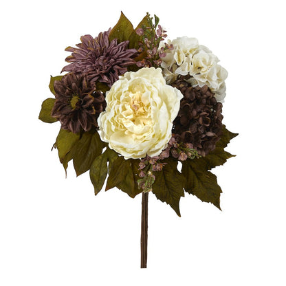 16in. Peony, Hydrangea and Dahlia Artificial Flower Bouquet (Set of 2)