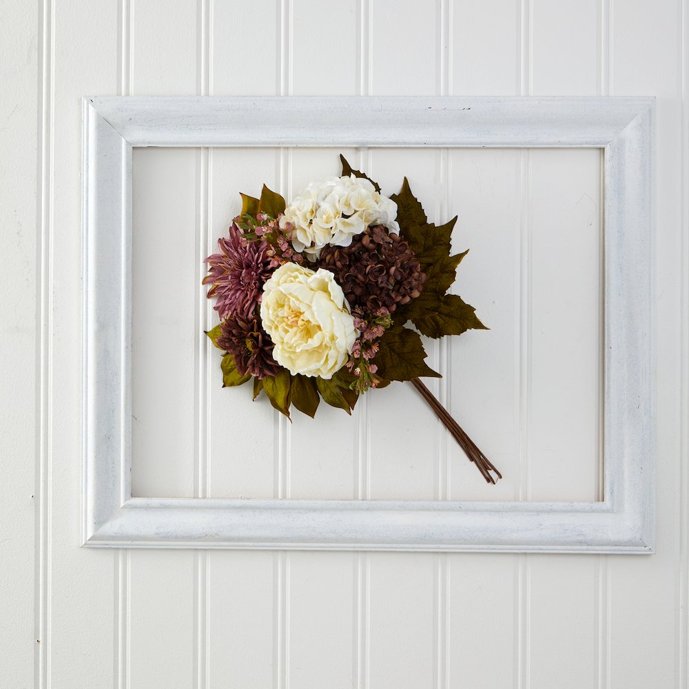 16in. Peony, Hydrangea and Dahlia Artificial Flower Bouquet (Set of 2)