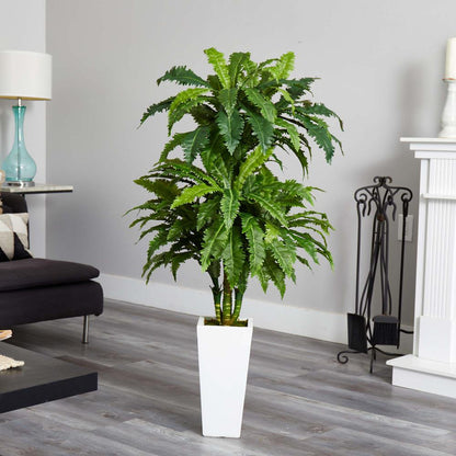 Marginatum Artificial Plant in White Tower Vase