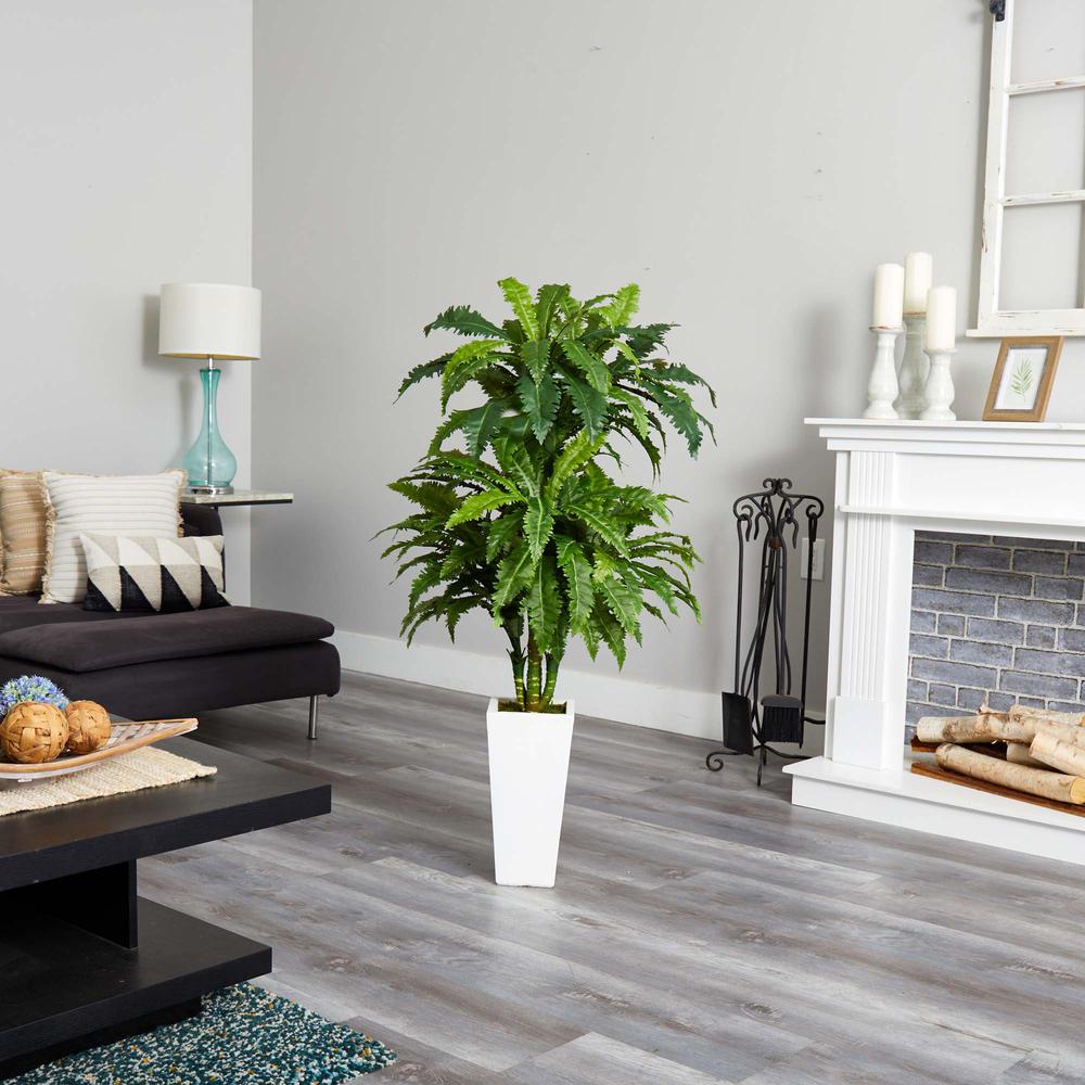 Marginatum Artificial Plant in White Tower Vase
