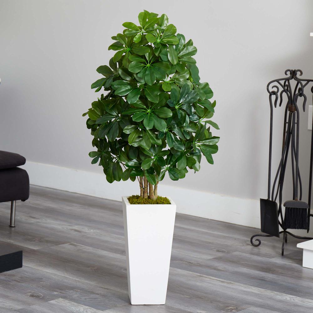 40in. Schefflera Artificial Plant in White Vase (Real Touch)