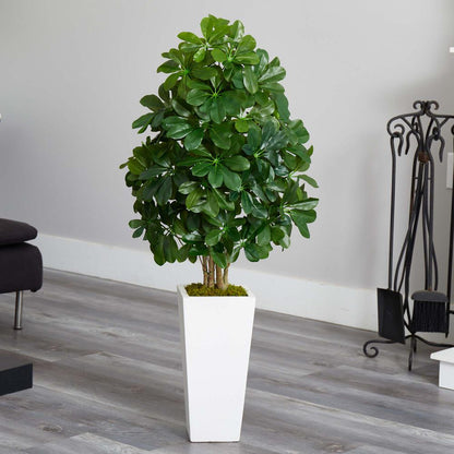 40in. Schefflera Artificial Plant in White Vase (Real Touch)