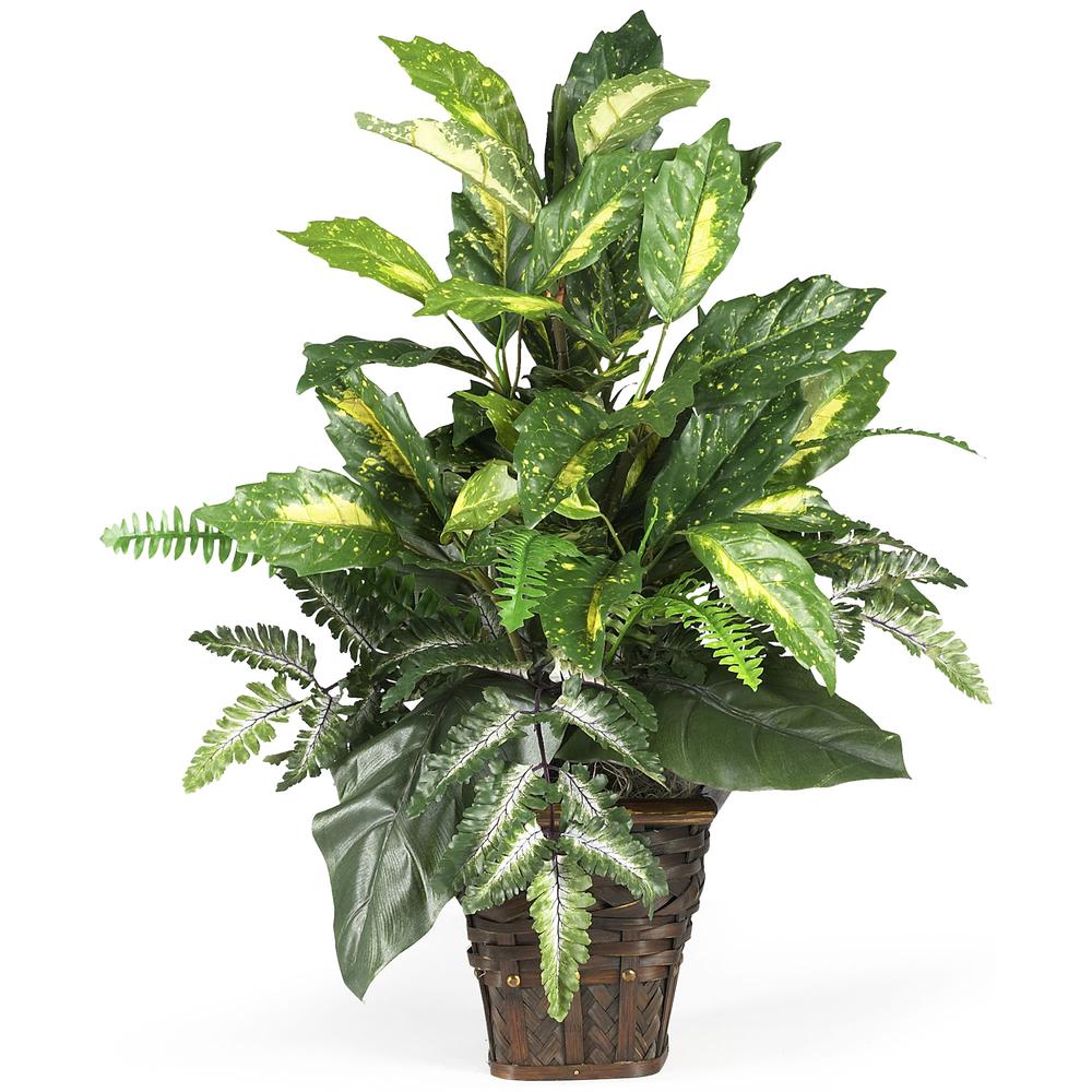 Mixed Greens with Wicker Silk Plant