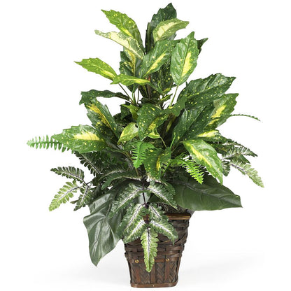 Mixed Greens with Wicker Silk Plant