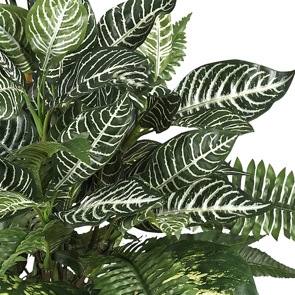 Mixed Greens Zebra with Wicker Silk Plant