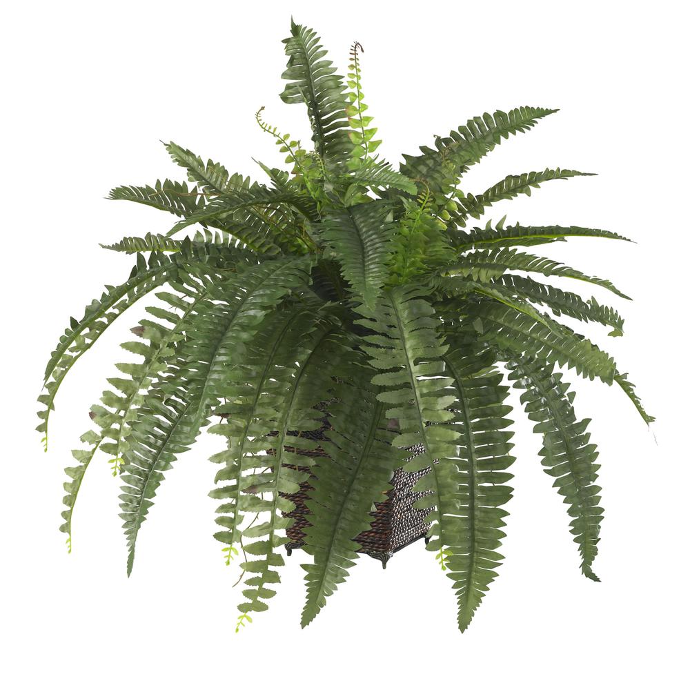 Boston Fern with Wicker Basket Silk Plant