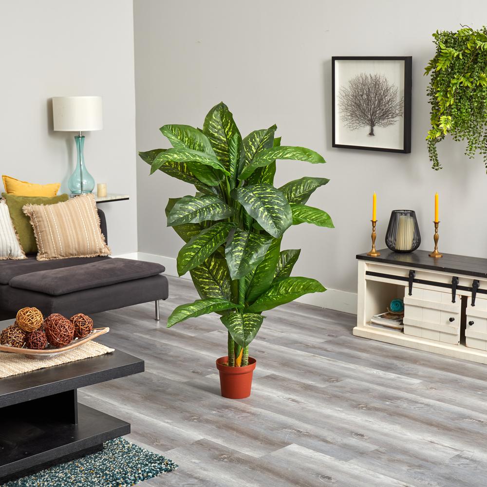 5ft. Dieffenbachia Silk Plant (Real Touch)