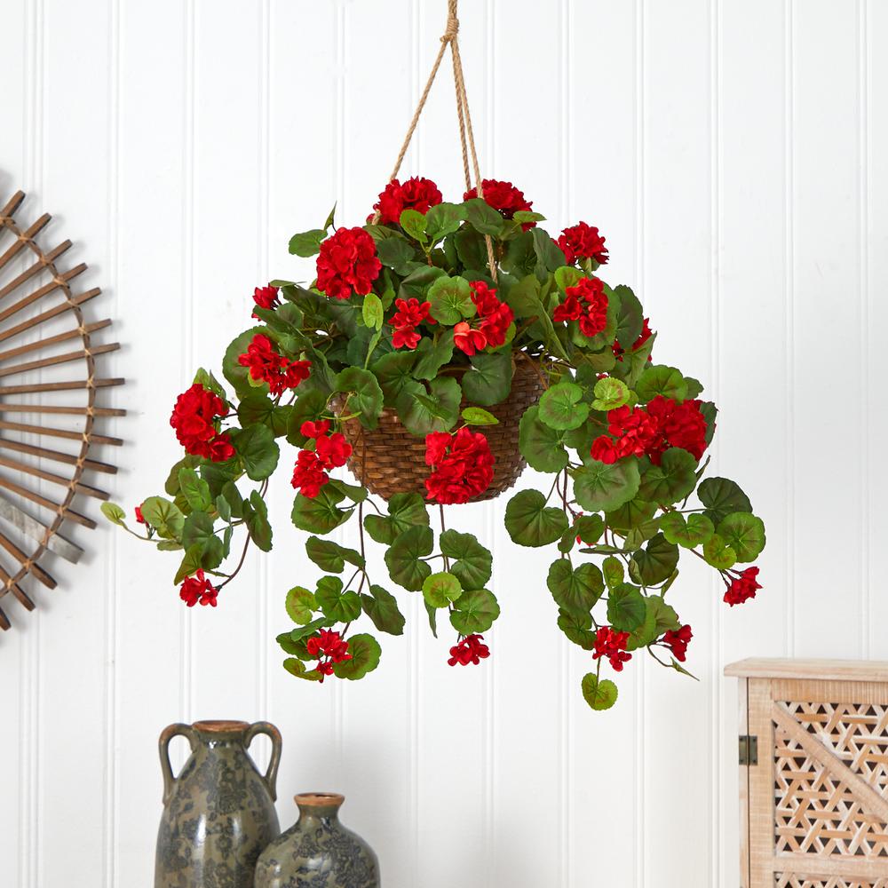 Geranium Hanging Basket Silk Plant