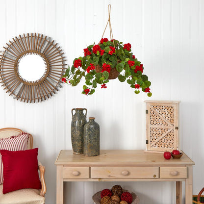 Geranium Hanging Basket Silk Plant