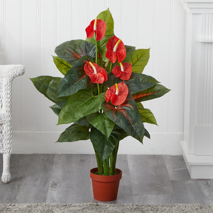 3ft. Anthurium Silk Plant (Real Touch)