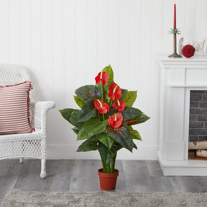 3ft. Anthurium Silk Plant (Real Touch)