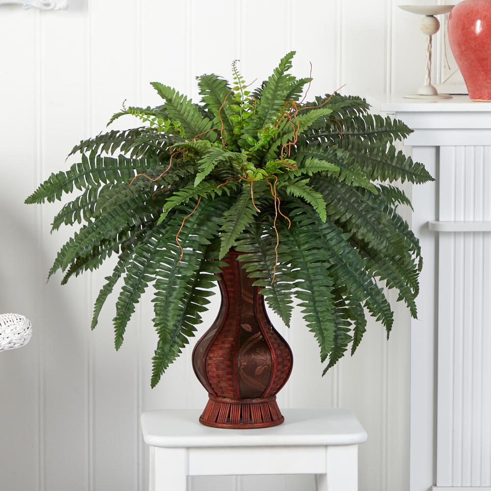 Boston Fern with Urn Silk Plant