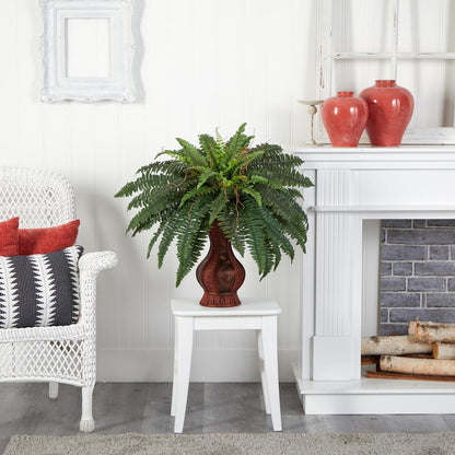 Boston Fern with Urn Silk Plant