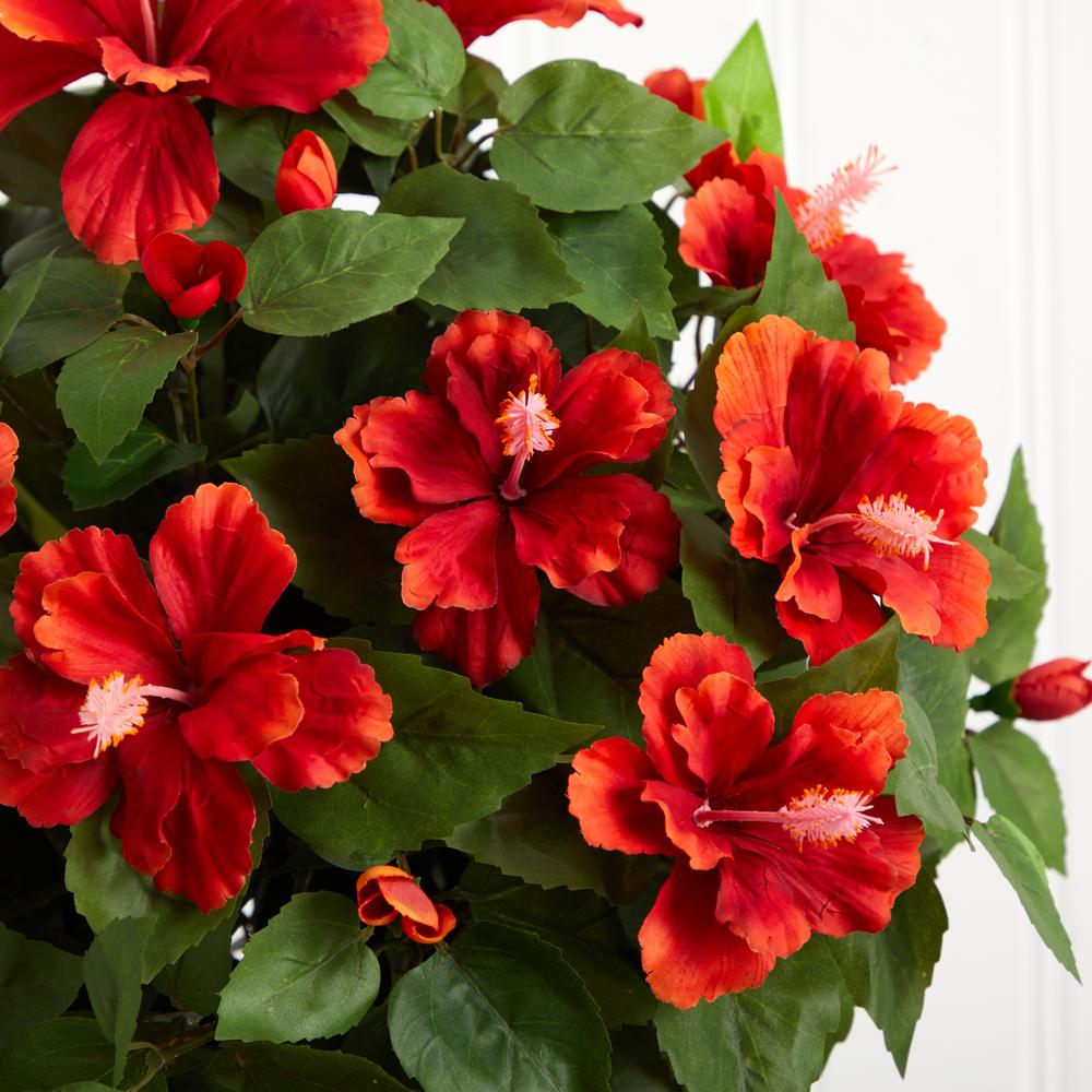Hibiscus with Vase Silk Plant