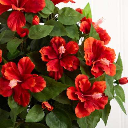 Hibiscus with Vase Silk Plant