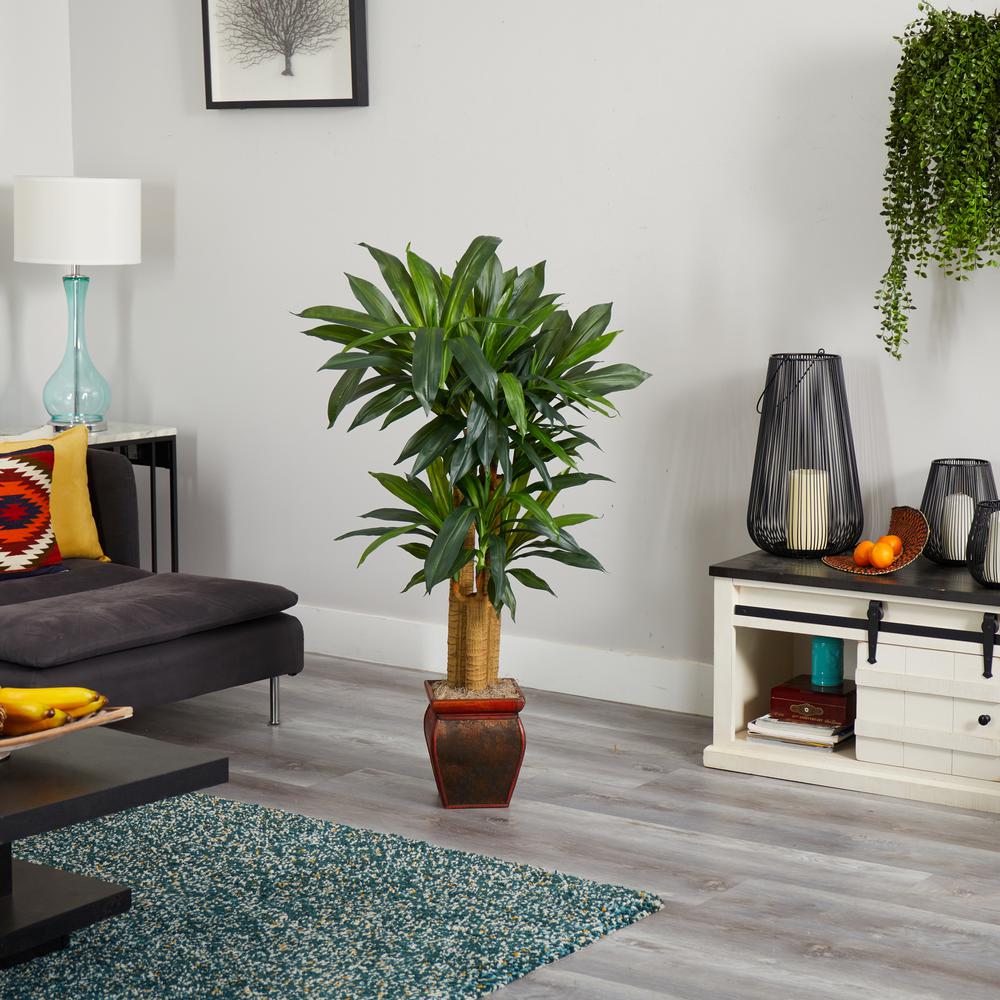 4.5ft. Cornstalk Dracaena Silk Plant with Vase (Real Touch)