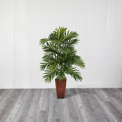 Areca Palm with Bamboo Vase Silk Plant