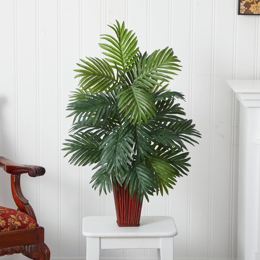Areca Palm with Bamboo Vase Silk Plant