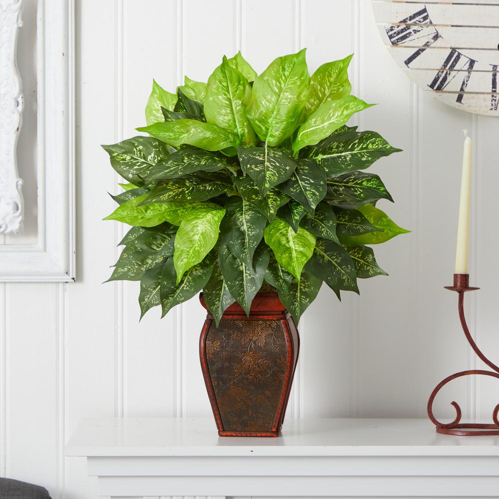 Dieffenbachia with Decorative Vase Silk Plant