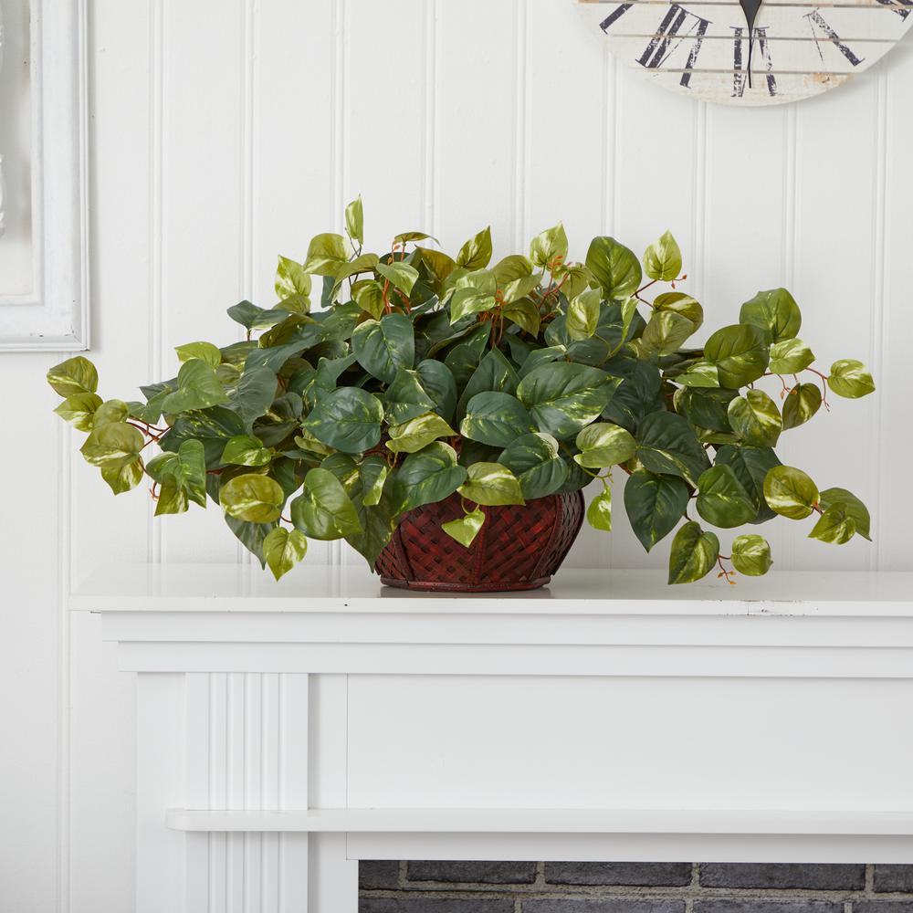 Pothos with Decorative Vase Silk Plant