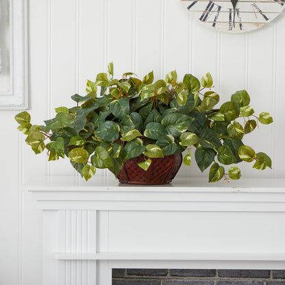 Pothos with Decorative Vase Silk Plant