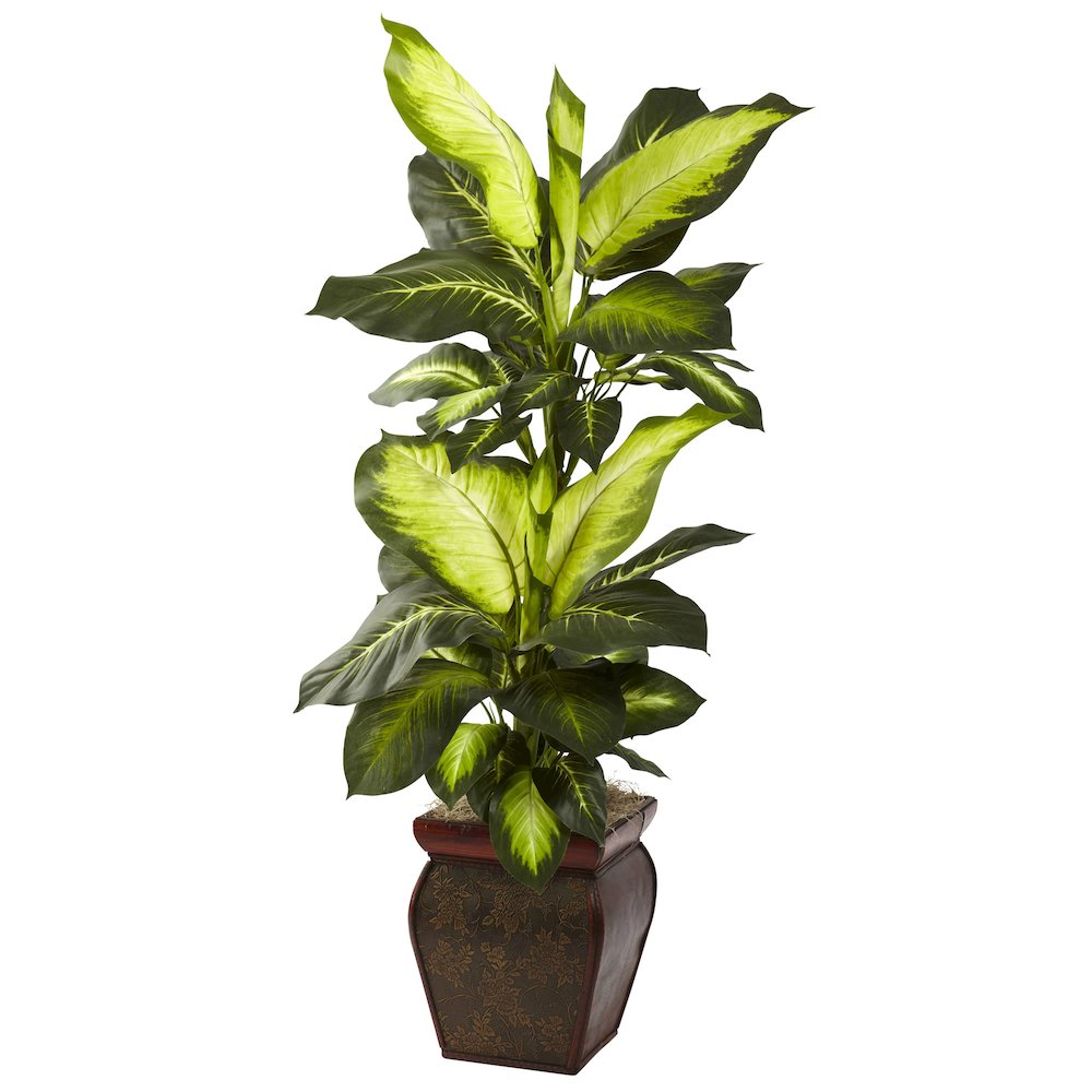 45in. Artificial Golden Dieffenbachia Plant with Decorative Planter