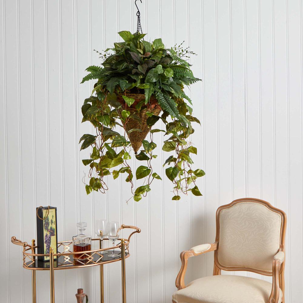 Vining Mixed Greens with Cone Hanging Basket