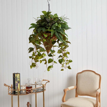 Vining Mixed Greens with Cone Hanging Basket