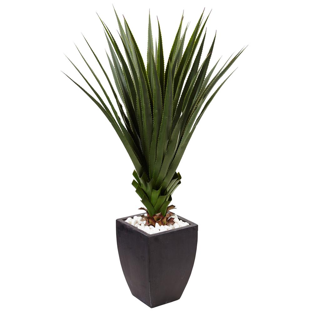 4.5ft. Spiked Agave Artificial Plant in Black Planter (Indoor/Outdoor)