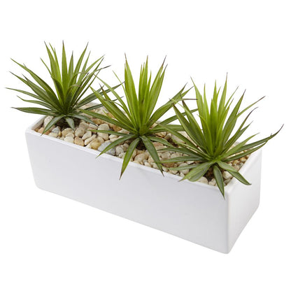 Mini Agave Artificial Plant in Rectangular Ceramic