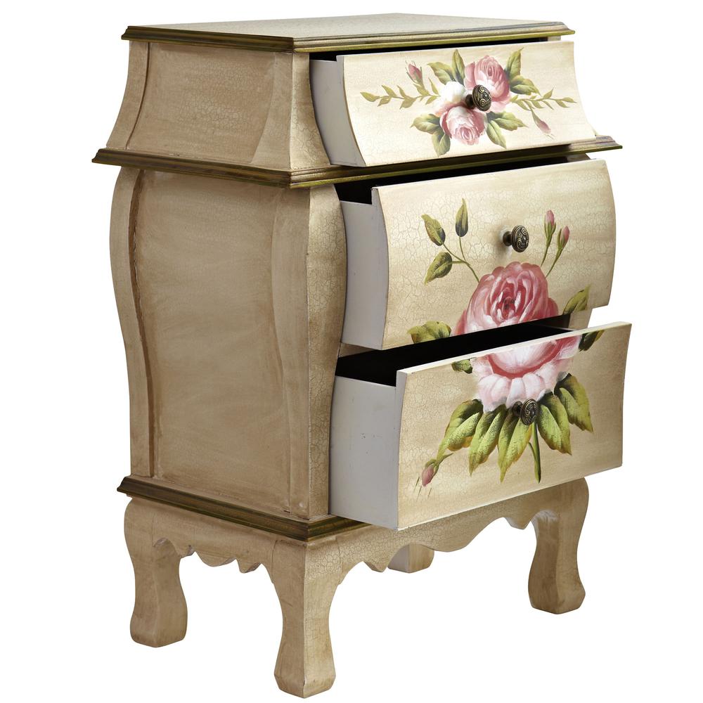 Antique Night Stand with Floral Art