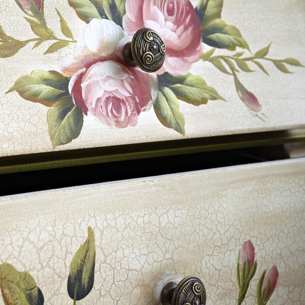 Antique Night Stand with Floral Art