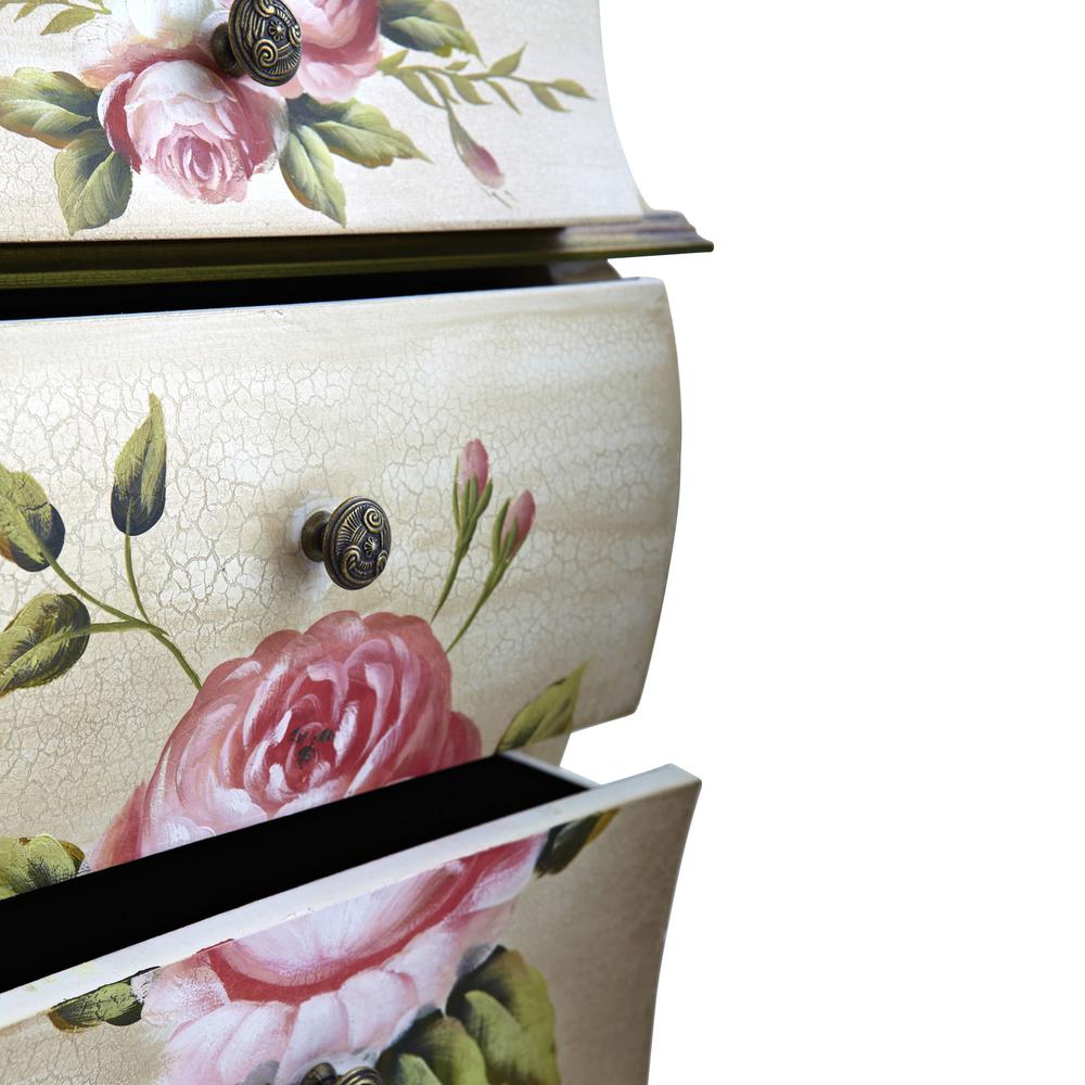 Antique Night Stand with Floral Art