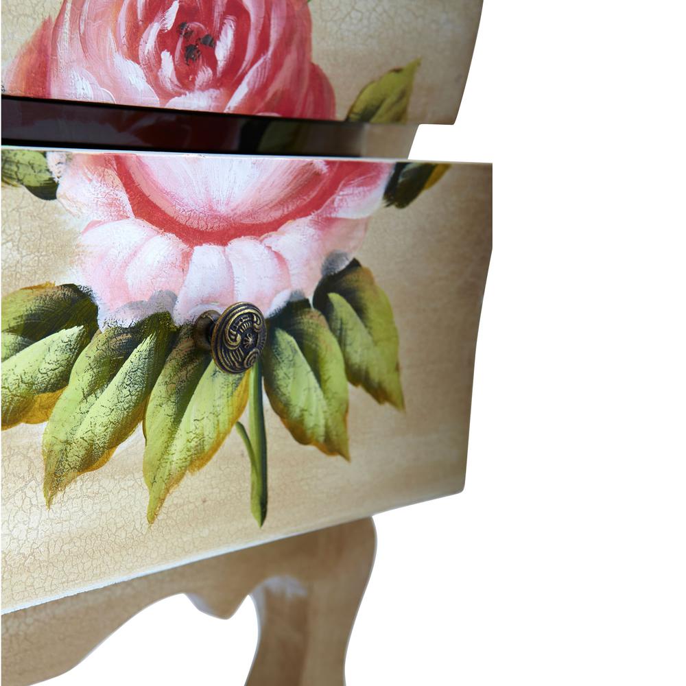 Antique Night Stand with Floral Art