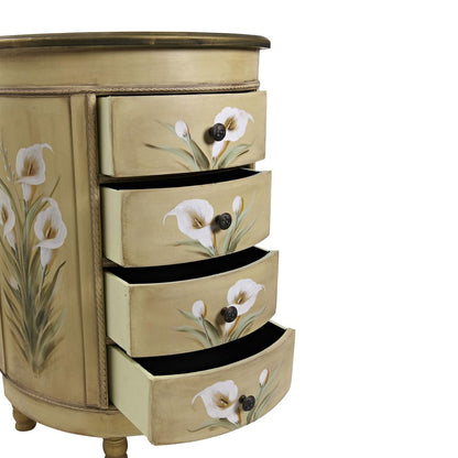 Antique Accessory Table with Calla Lily Floral Art