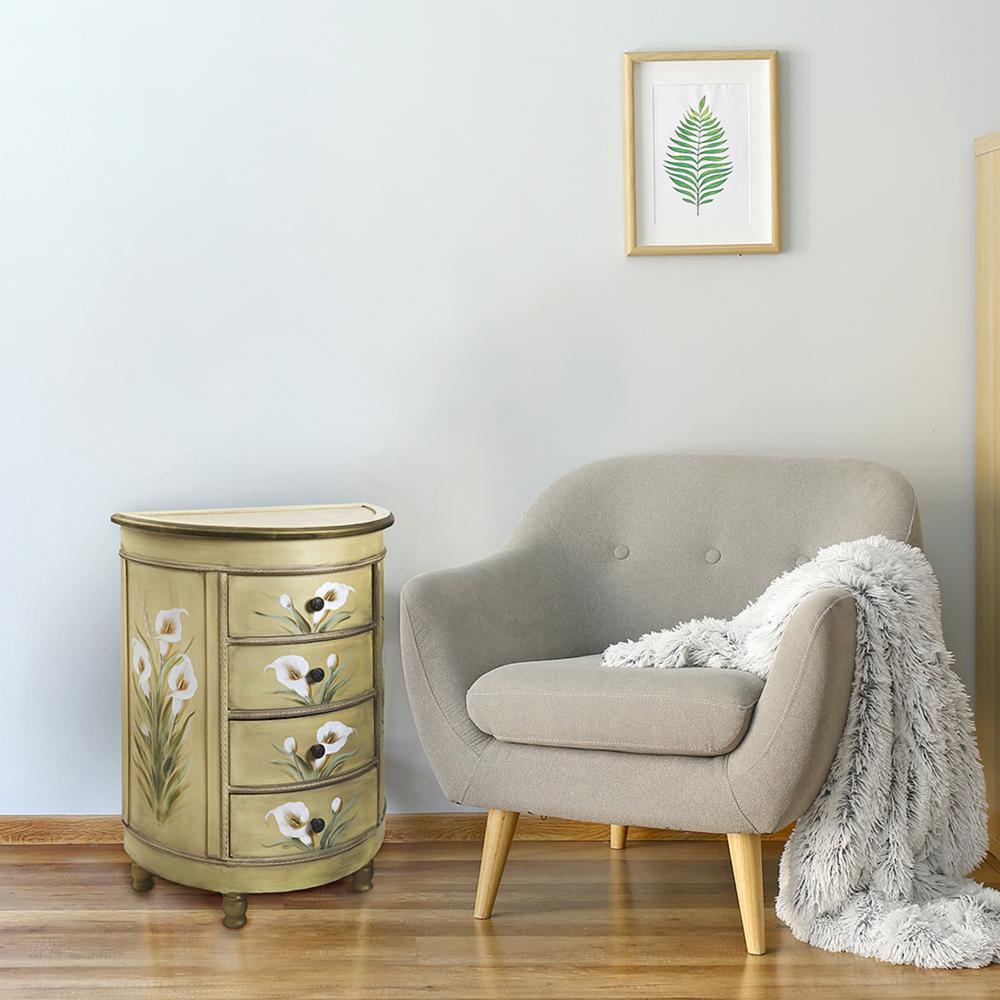Antique Accessory Table with Calla Lily Floral Art