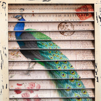Peacock Window Shutter Wall Décor
