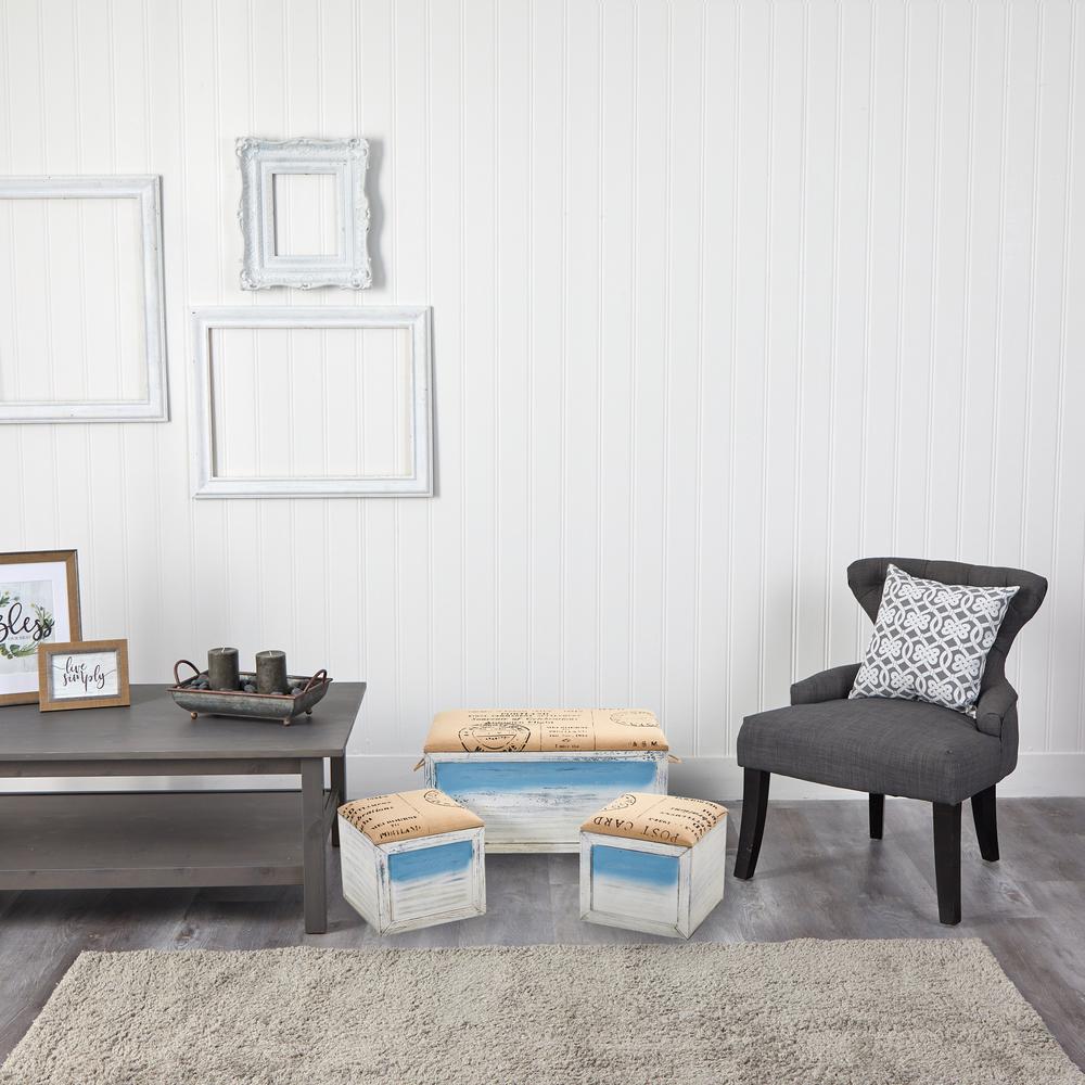 Ocean Breeze Storage Boxes, Bench and Seating Set (Set of 3)