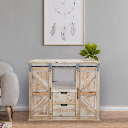 38in. Wide Double Barn Door Console