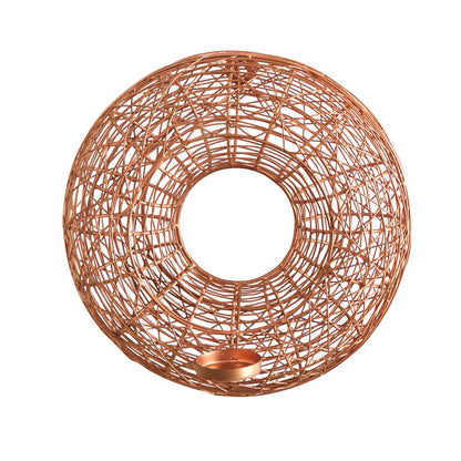 11in. Wired Copper Circle Wall Sconce Candle Holder