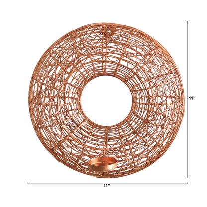 11in. Wired Copper Circle Wall Sconce Candle Holder