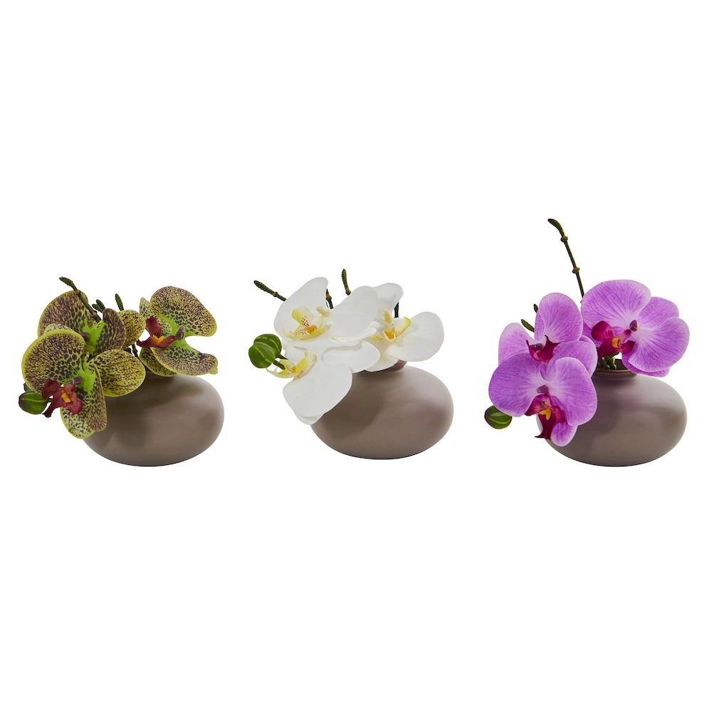 7in. Phalaenopsis Orchid Artificial Arrangement, Set of 3