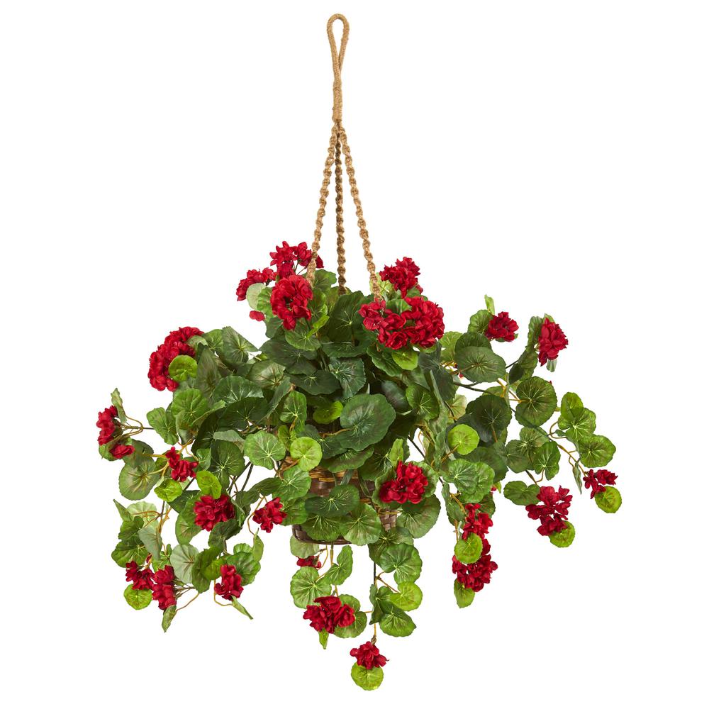 27in. Geranium Artificial Plant in Hanging Basket