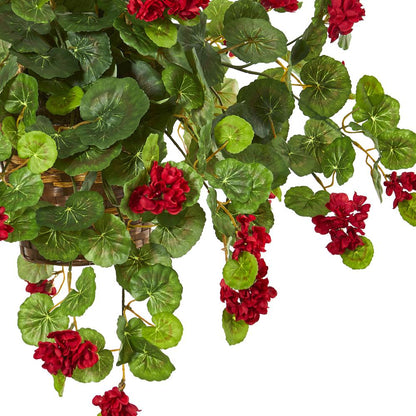 27in. Geranium Artificial Plant in Hanging Basket