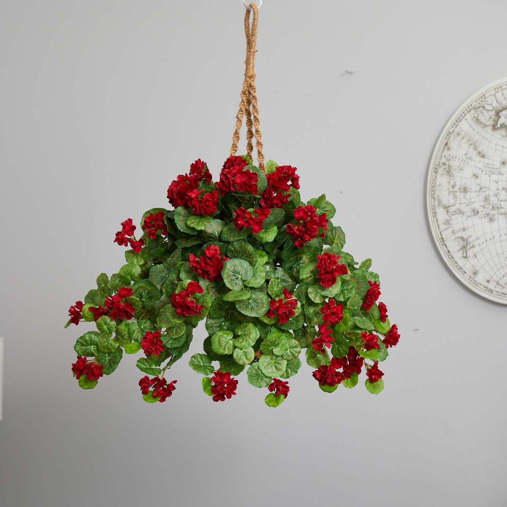 27in. Geranium Artificial Plant in Hanging Basket