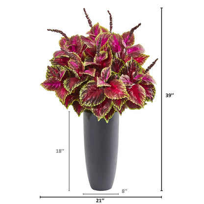 39in. Coleus Artificial Plant in Gray Planter