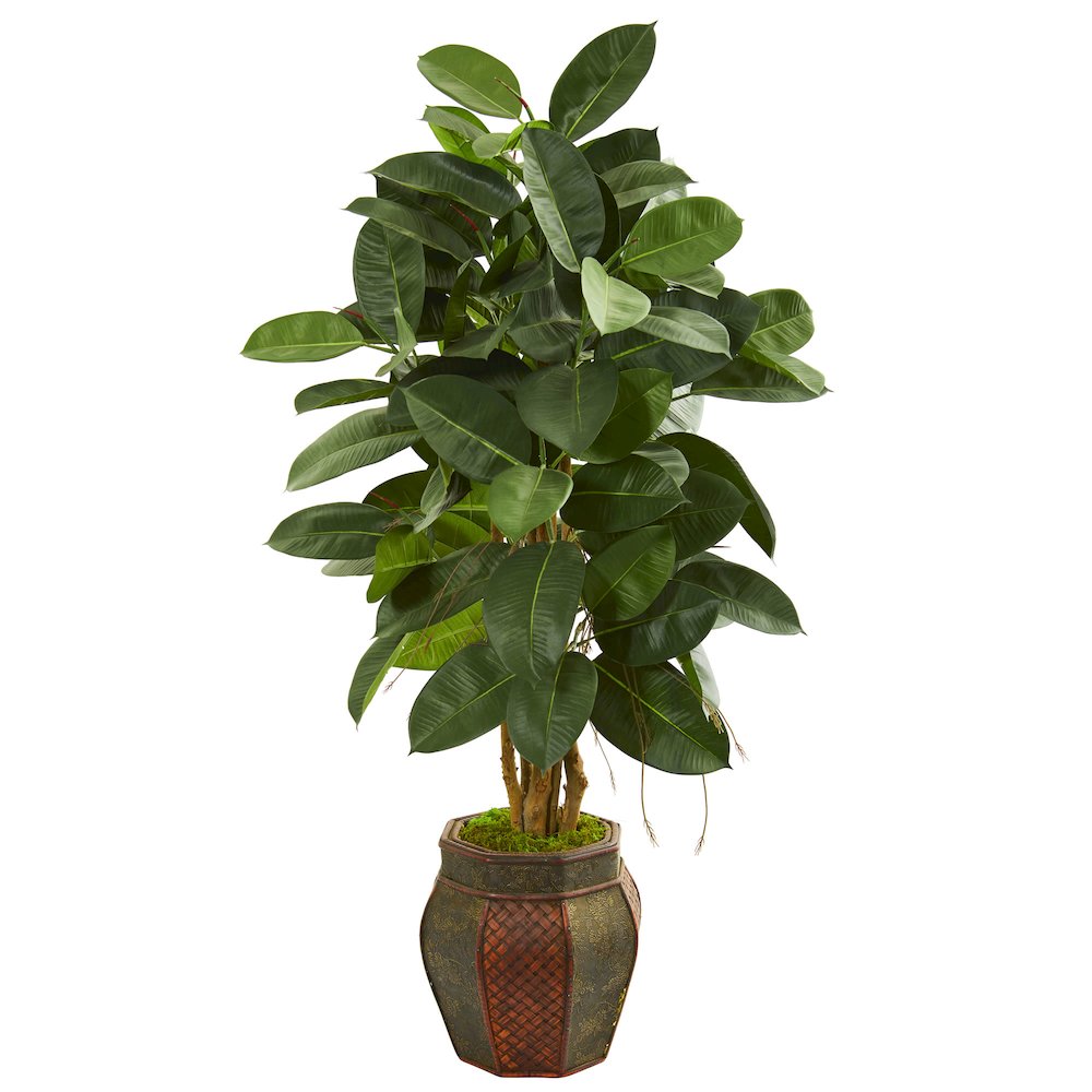 52in. Rubber Leaf Artificial Tree in Decorative Planter