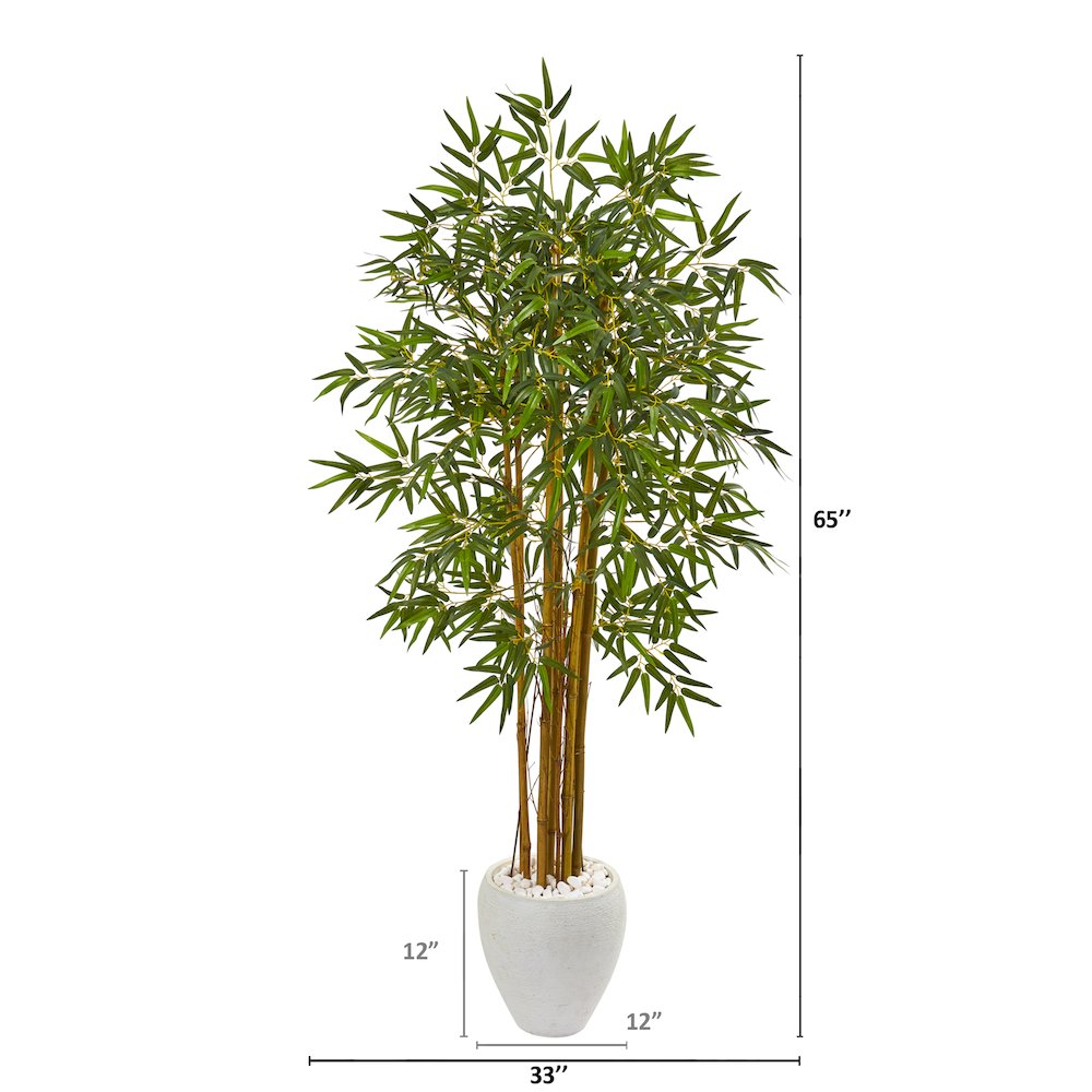 65in. Multi Bambusa Bamboo Artificial Tree in White Planter