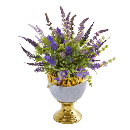 19in. Lavender Artificial Arrangement in Decorative Urn